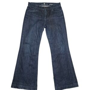 7 For All Mankind Jeans Womens 29 Indigo Ginger Wide Leg Flare USA Stretch